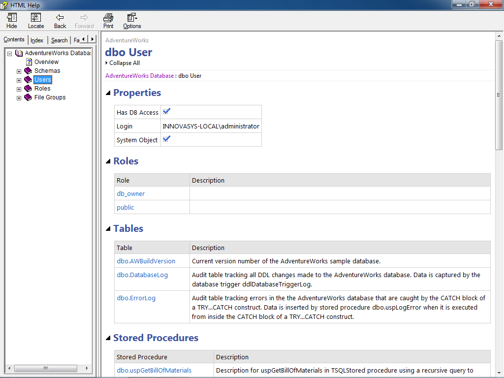 Database Documentation Samples