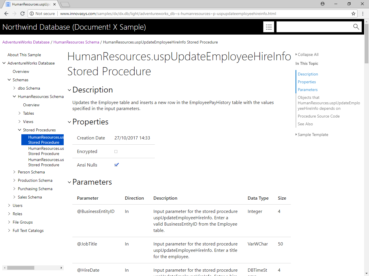 Database Documentation Samples